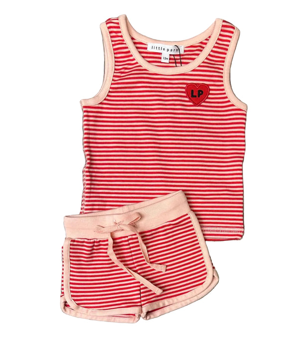 Coral and Pink Striped Tank Set