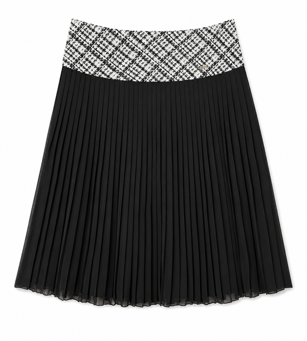 Black with Bocle Waistband Pleated Skirt