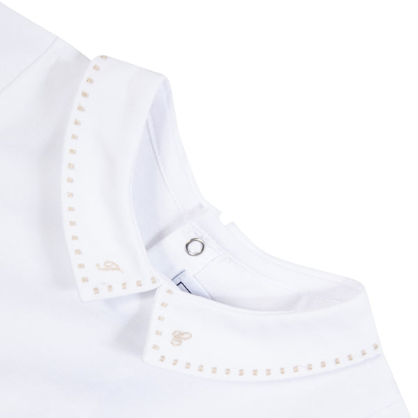 White with Beige Embroidered Collar Onesie