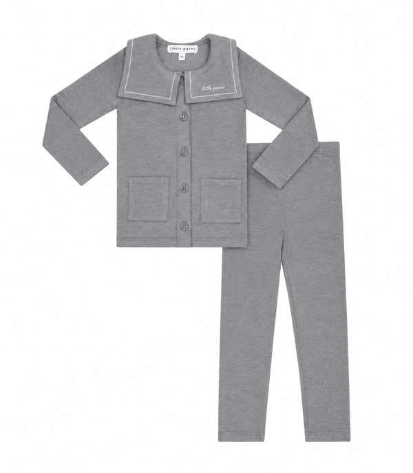 Grey Button Down Cardigan Outfit