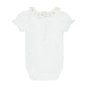 Ivory with Yellow and Pink Embroidered Collar Onesie