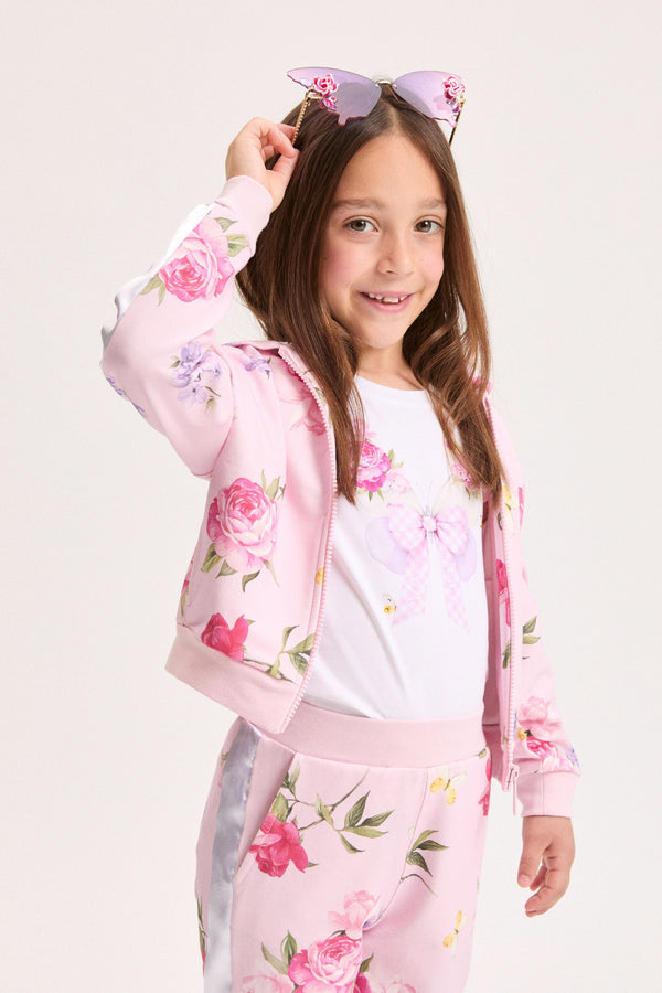 Pink Bouquet Floral Zip Up Hoodie