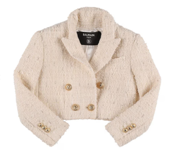 Ivory Boucle Double Breasted Blazer