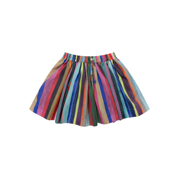 Multicolor Striped Drawstring Skirt