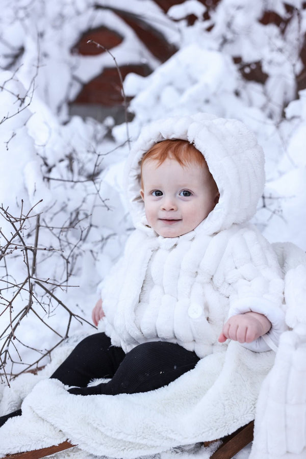 Ivory Striped Fur 2 Pc Bunting Set