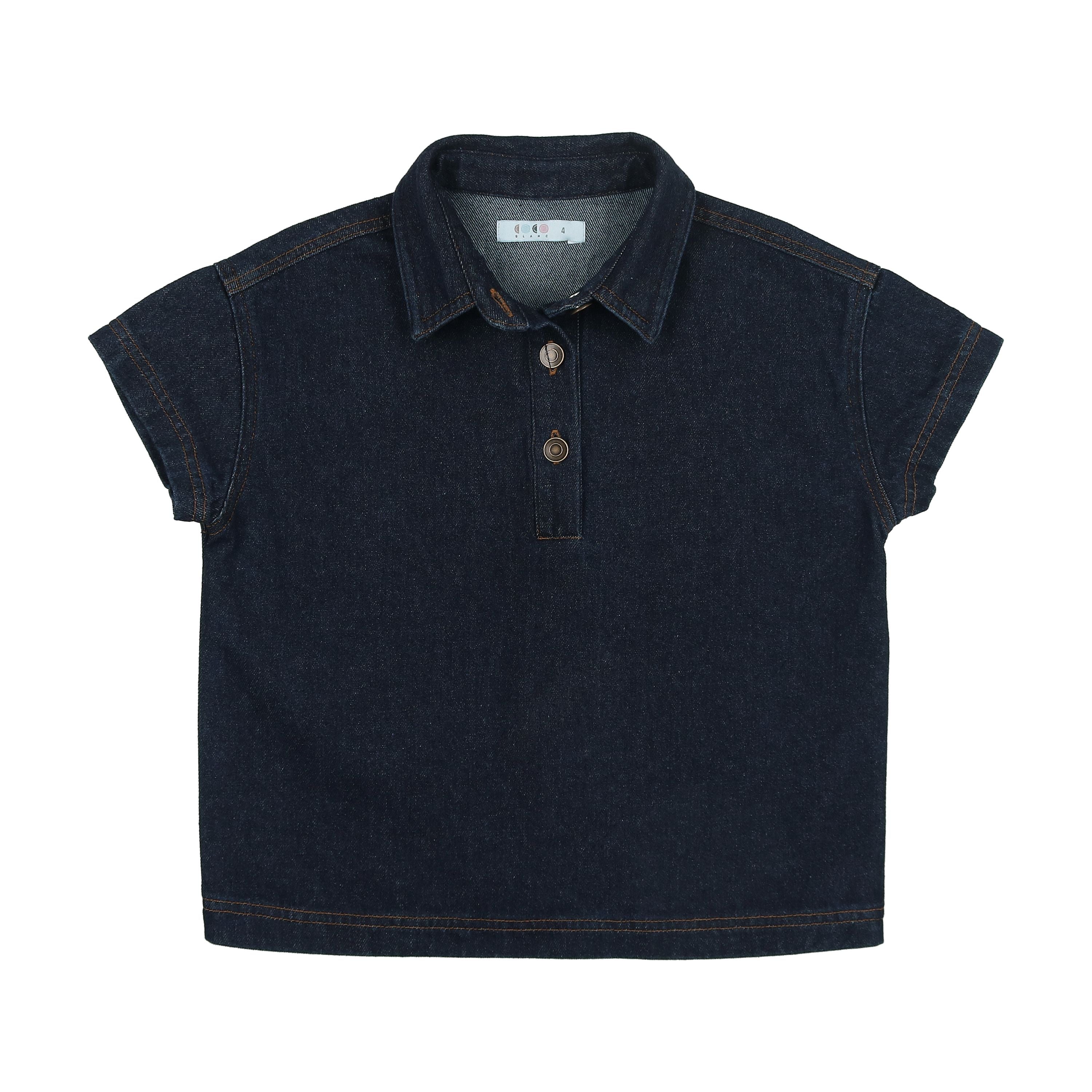 Coco Blanc Oversized Denim Shirt - Dark Denim (Cognac Stitching)