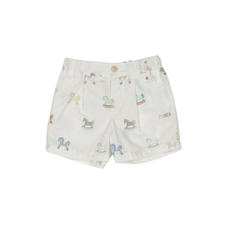 White Baby Multicolor Rocking Horse Shorts