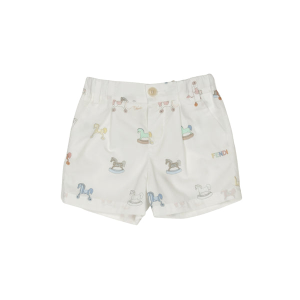 White Baby Multicolor Rocking Horse Shorts