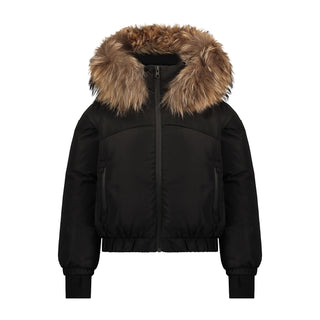 Black Curved Seam Bomber Jacket