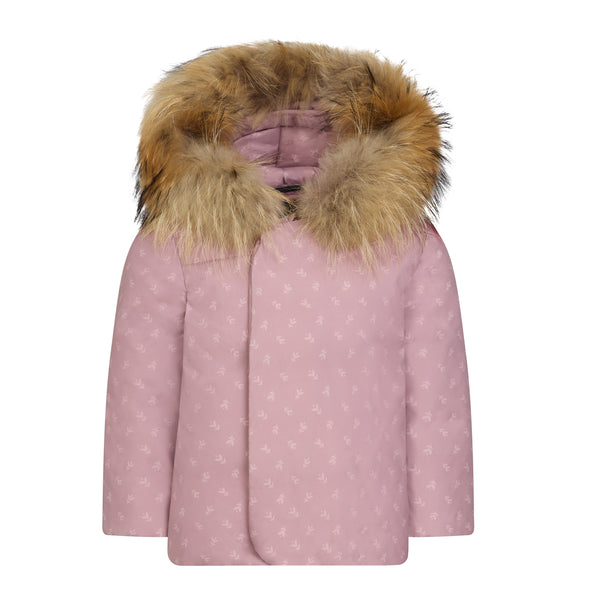 Baby Pale Mauve Floral Print Wrap Coat