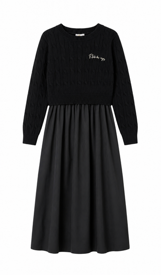 Black Cabled Robe Dress