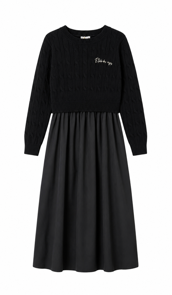 Black Cabled Robe Dress