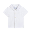 White Little Boys Short Sleeve Linen Shirt