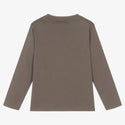 Brown LS Eagle Logo Tee with Neck Trim