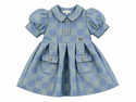 Baby Light Blue and Green Jacquard Dress