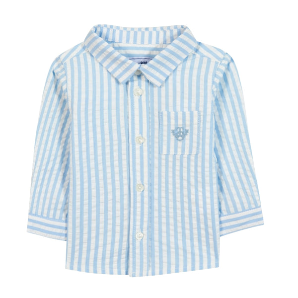 Blue and White Little Boys Striped Shirt