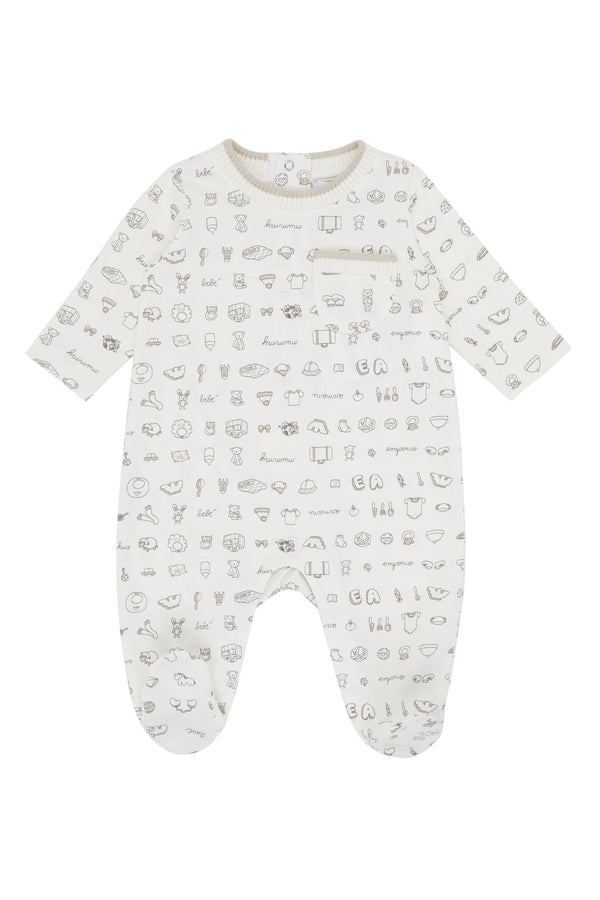 Beige Newborn Graphic Print Onesie