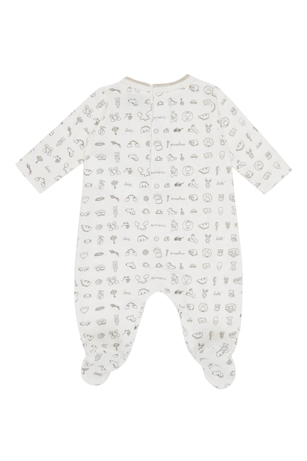 Beige Newborn Graphic Print Onesie