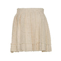Ivory Boucle Pleated Skirt with Logo Buckle