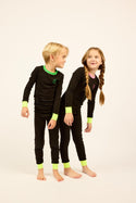 Black and Green Heartlock Neon Cuff Pajamas