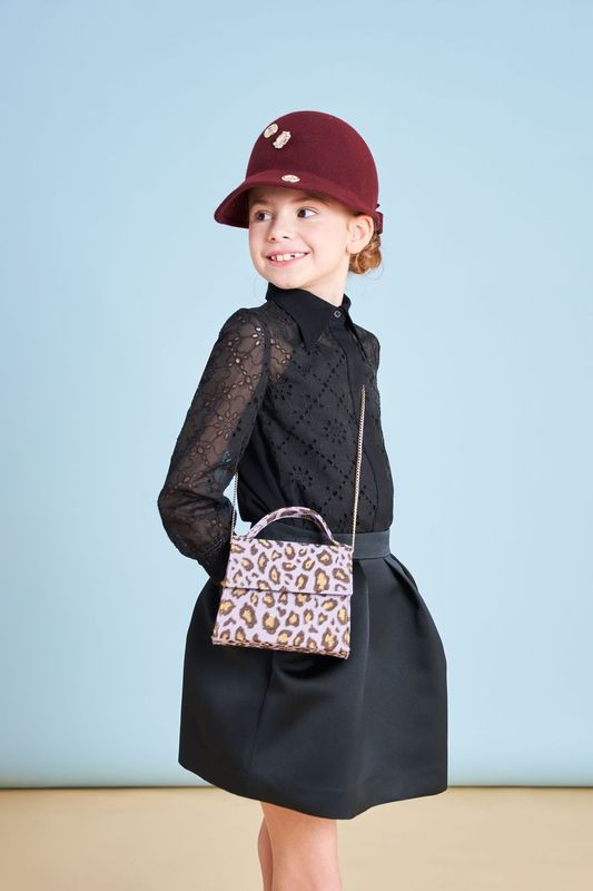 Black Embroidered Chiffon Blouse