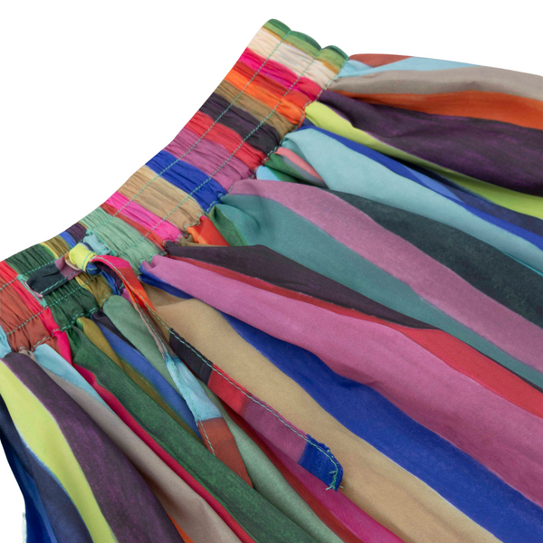 Multicolor Striped Drawstring Skirt