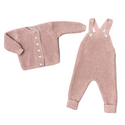 Pink Knit Cardigan and Overalls Set