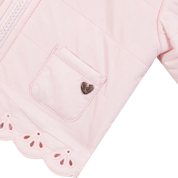 Pale Pink Frill Puffer Jacket