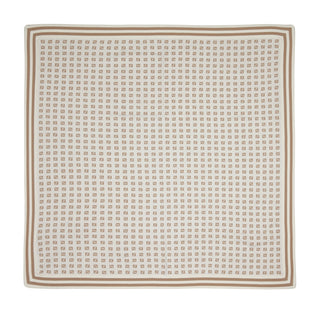 White with Beige FF Knit Blanket