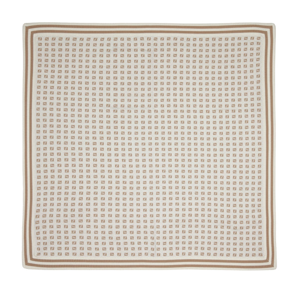 White with Beige FF Knit Blanket