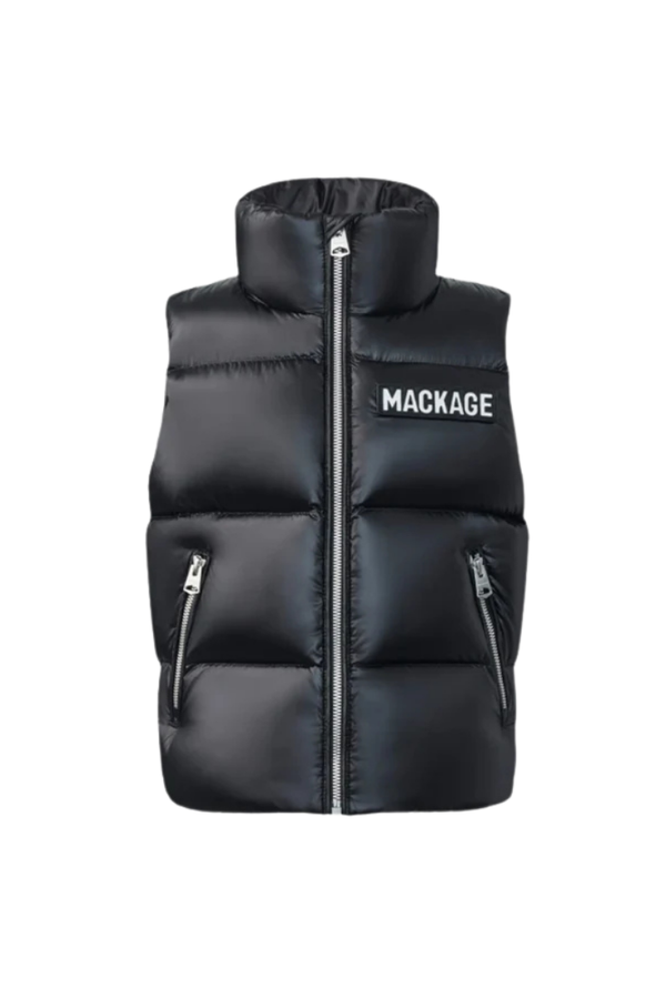 Black Little Kid Charlee Logo Down Vest