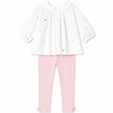 White and Pink Heart Print Outfit