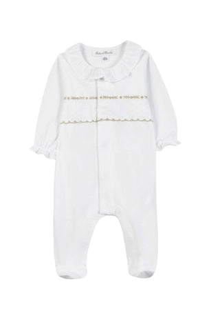 White with Gold Scallop Cotton Footie