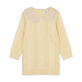 Pale Yellow Crochet Collar Sweater