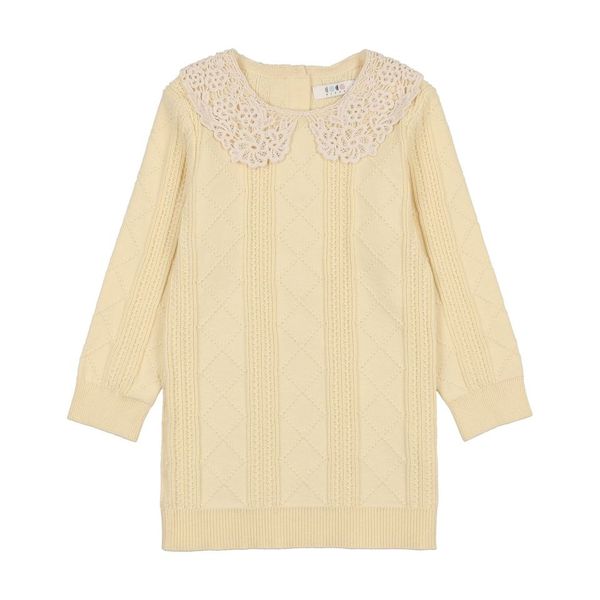 Pale Yellow Crochet Collar Sweater