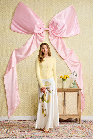 Cream Floral A-Line Skirt