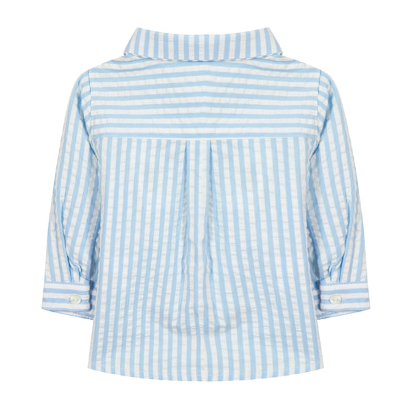 Blue and White Little Boys Striped Shirt