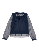 Navy Tulle Blouse