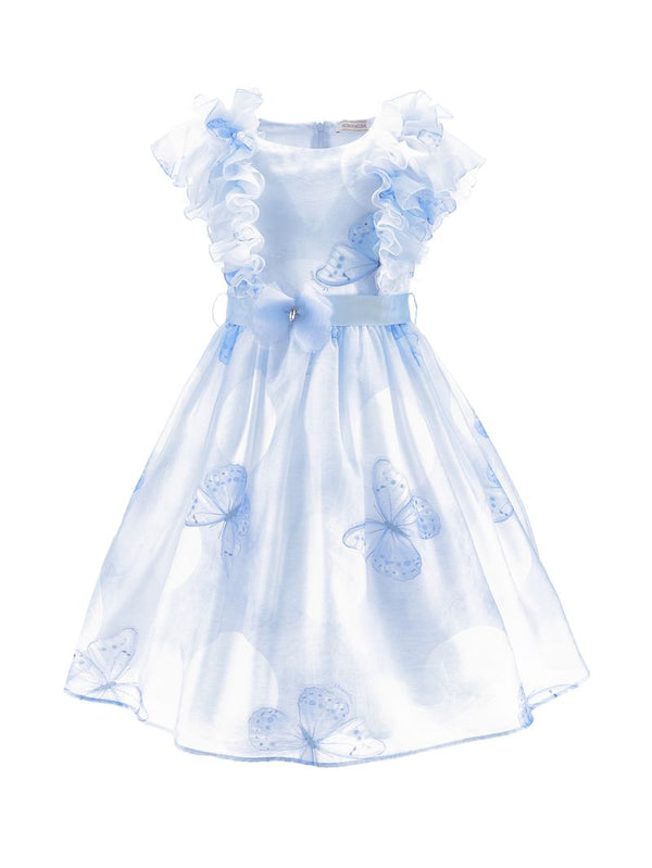 Baby Blue Butterfly Print Party Dress