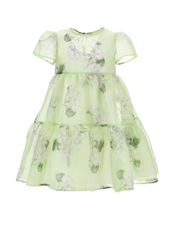 Green Garden Tiered Organza Dress