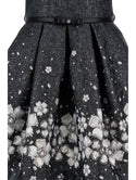 Black and White Jewel Print Brocade Dress
