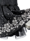 Black and White Jewel Print Brocade Dress