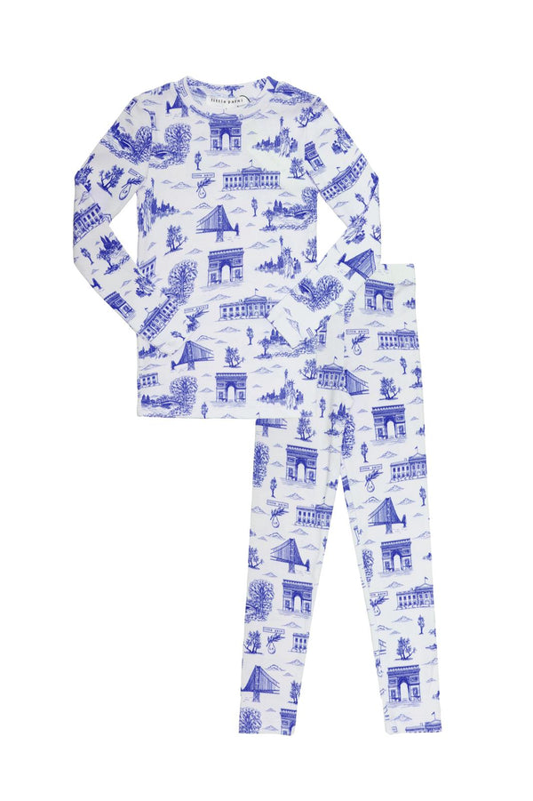 Ivory and Blue Toile Pajamas