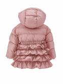 Pink Cinched Puffer Ruffle Jacket