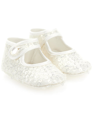 Cream Sequined Ballerina Shoes