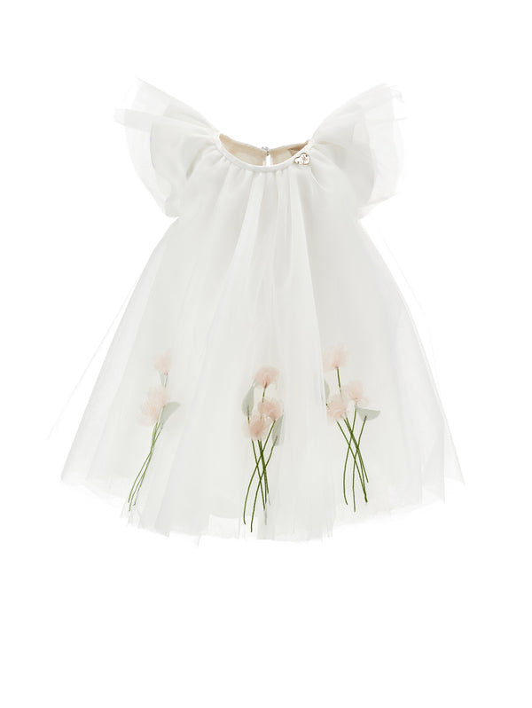 Cream Baby Tulle Flower Dress
