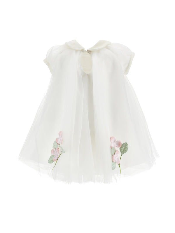 Ivory Antique Rose Embroidered Tulle Dress