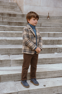 Beige and Blue Plaid Blazer