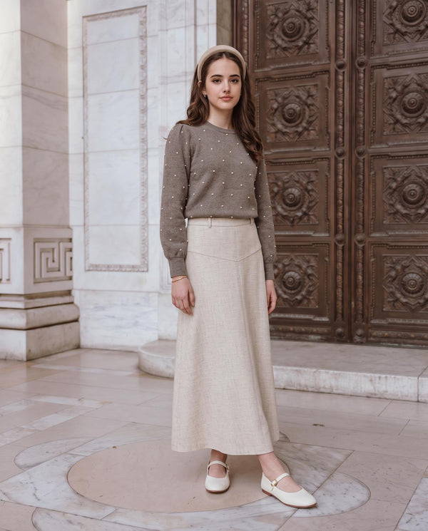 Teen Cream Chevron Skirt