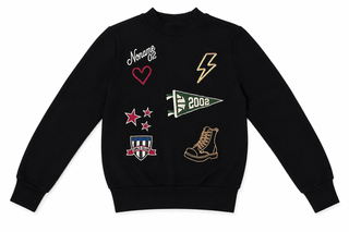 Black Varsity Applique Top